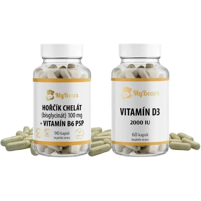 Balíček Harmonie — vegan kapsle s hořčíkem chelátem (bisglycinát), B6 P5P a vitamínem D3 — MyBears